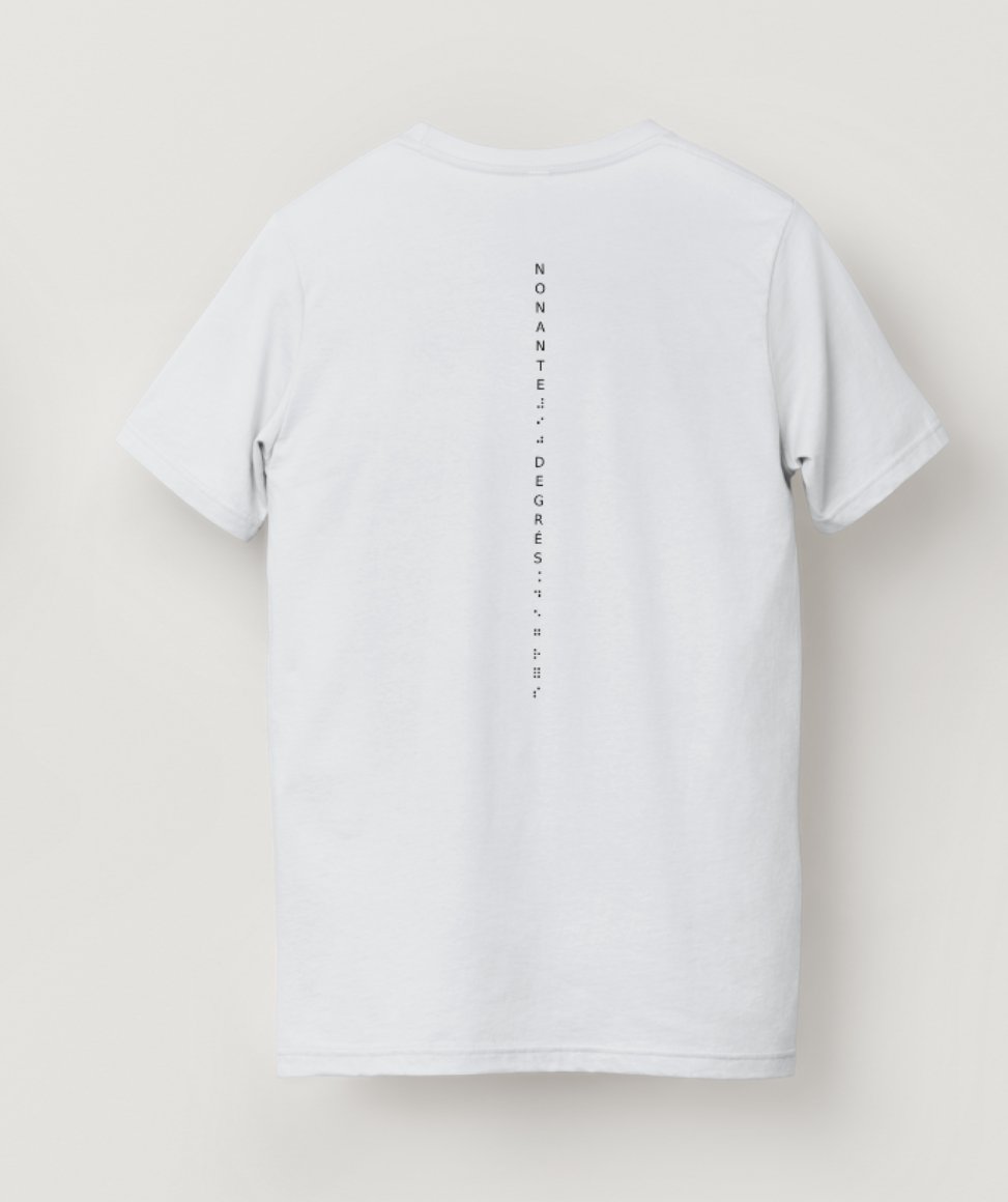 T-shirt 90° Season 1, dos : Nonante Degrés à la verticale, doublé en braille